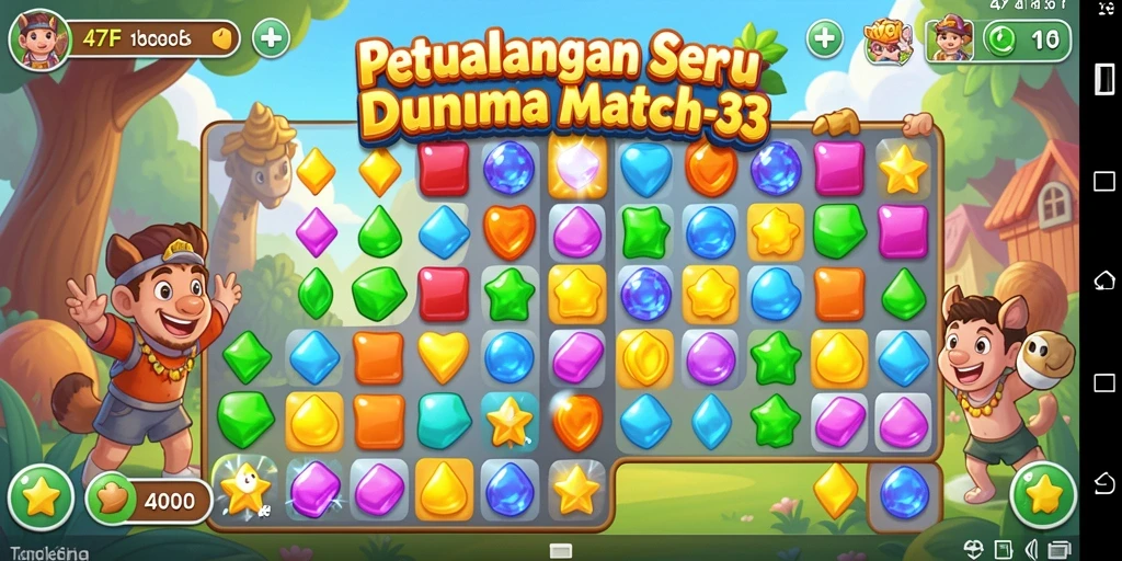 Screenshot menunjukkan gameplay seru dari permainan Match-3.