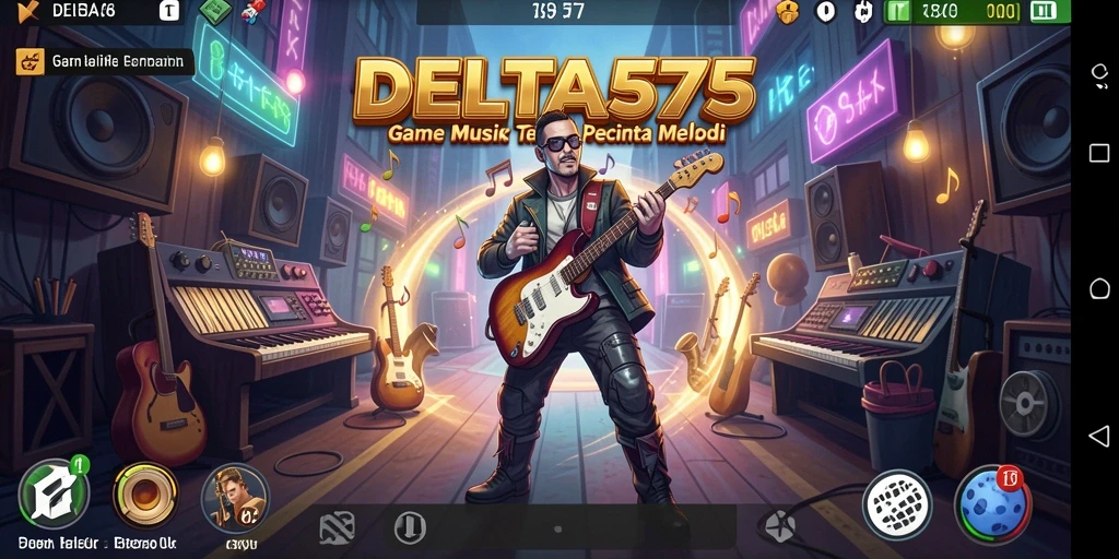 Tampilan gameplay DELTA575 yang menampilkan interaksi musik yang dinamis.