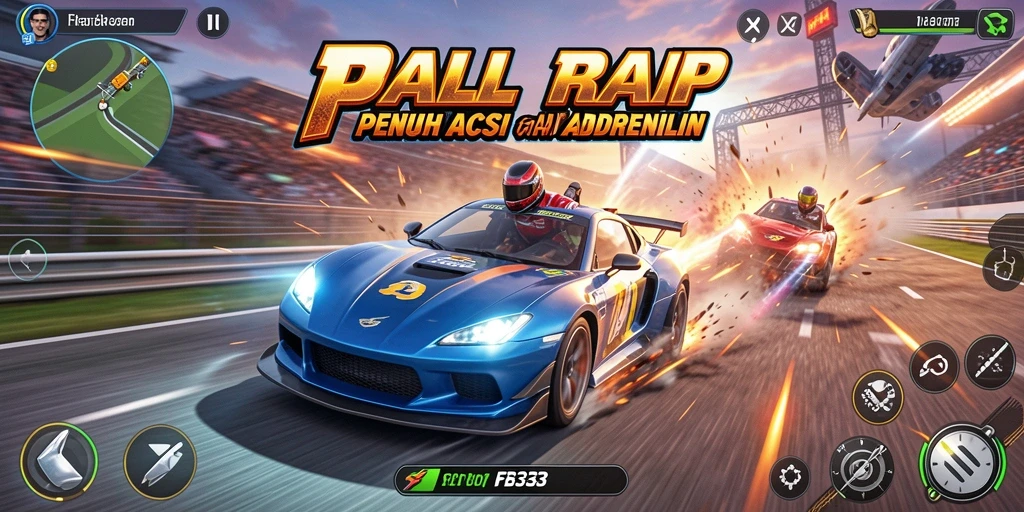 Screenshot utama FB333 menampilkan aksi balap yang mendebarkan.