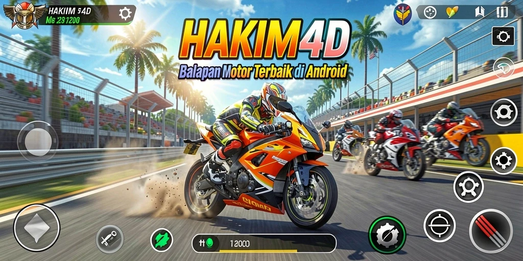 Tampilan dinamis balapan motor di HAKIM4D dengan efek visual yang menakjubkan.