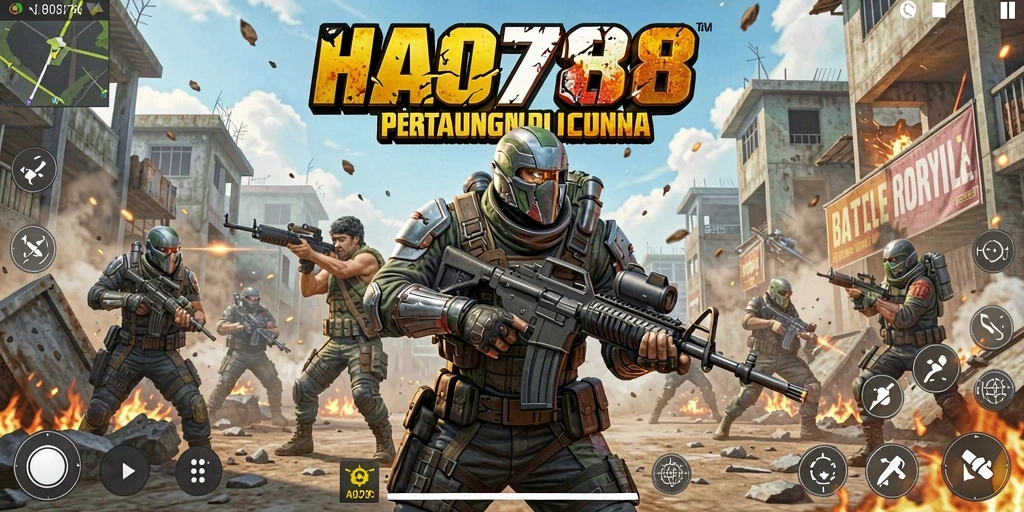 Tangkapan layar menunjukkan aksi intens dalam gameplay Battle Royale