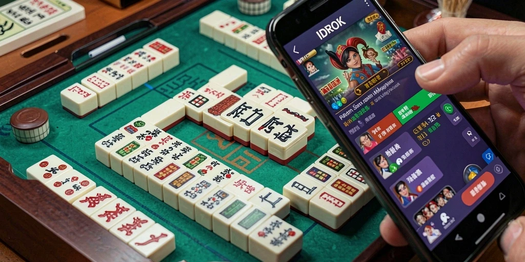 Screenshot game IDROK menampilkan gameplay Mahjong yang menarik.
