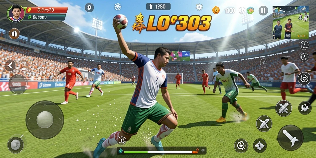 Screenshot gameplay menunjukkan aksi olahraga yang intens dan mengasyikkan.