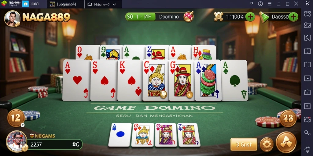 Screenshot NAGA889 menampilkan gameplay domino yang seru dan interaktif.