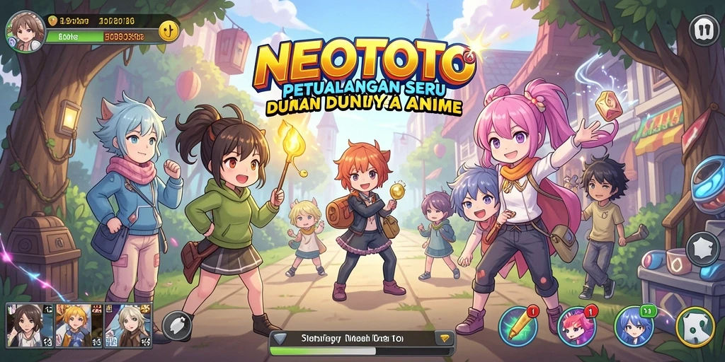 Tampilan gameplay NEOTOTO yang penuh warna dan dinamis.