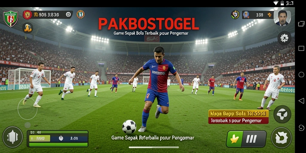 Screenshot dari gameplay PAKBOSTOGEL yang menampilkan aksi sepak bola yang mendebarkan.
