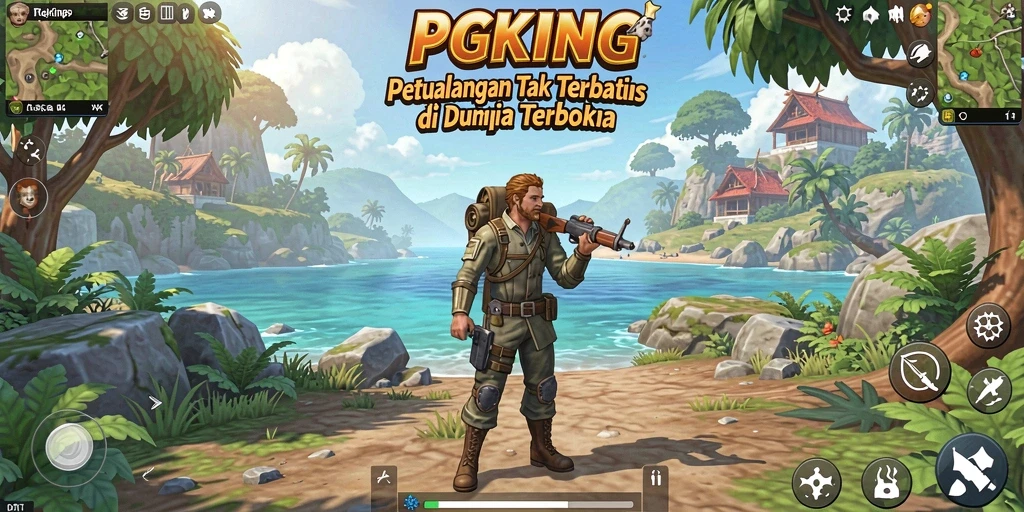 Tampilan gameplay PGKING yang memukau di dunia terbuka yang luas.