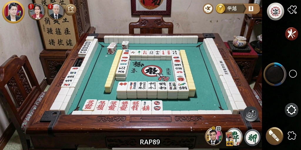 Tampilan gameplay menarik dari RAP89 dengan ubin Mahjong yang cerah.