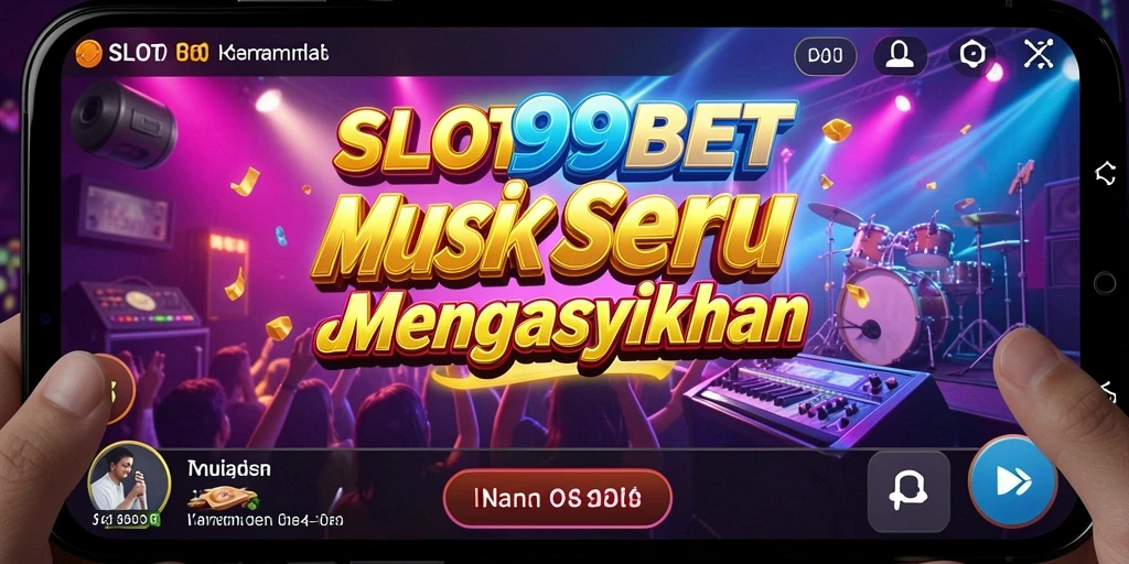 Screenshot utama SLOT99BET menampilkan pemain yang asyik menikmati musik dan slot.