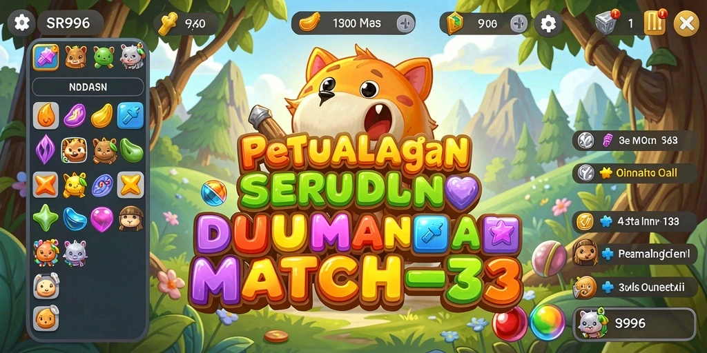 Gameplay match-3 SR996 yang penuh warna dan menantang.